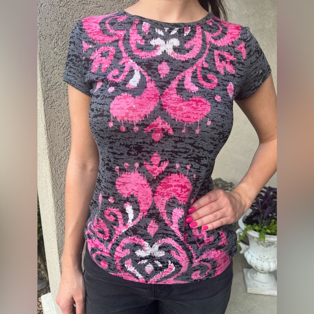 INC burnout t shirt with embellishment. Size S